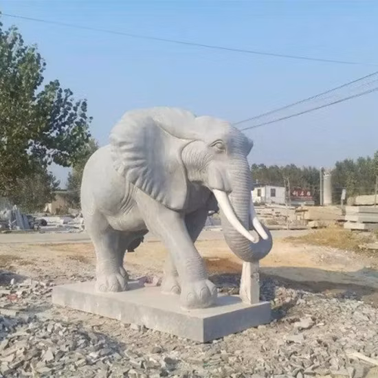 대리석 돌 조각 동물 동상, 정원을 위한 흰 코끼리 조각