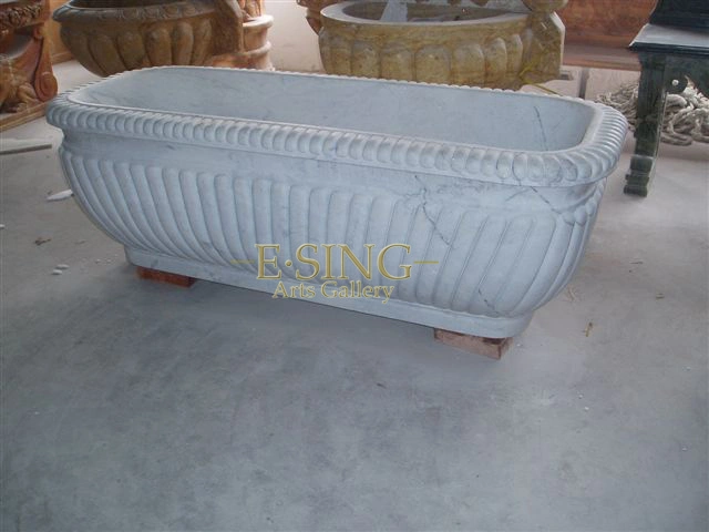 European Style Large Freestanding Solid White Marble Natural Stone Bathtub for Sale