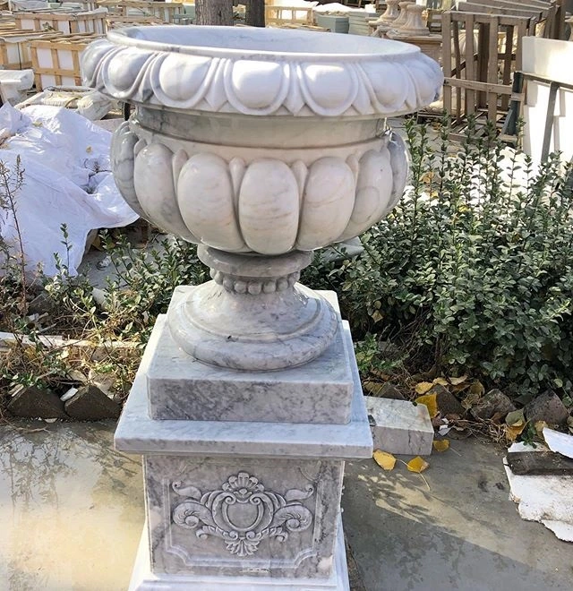 Huge Marble Home Decorative Stone Flower Planter Vase Pot Design Wedding Venue Landscape Flowerpot Choice