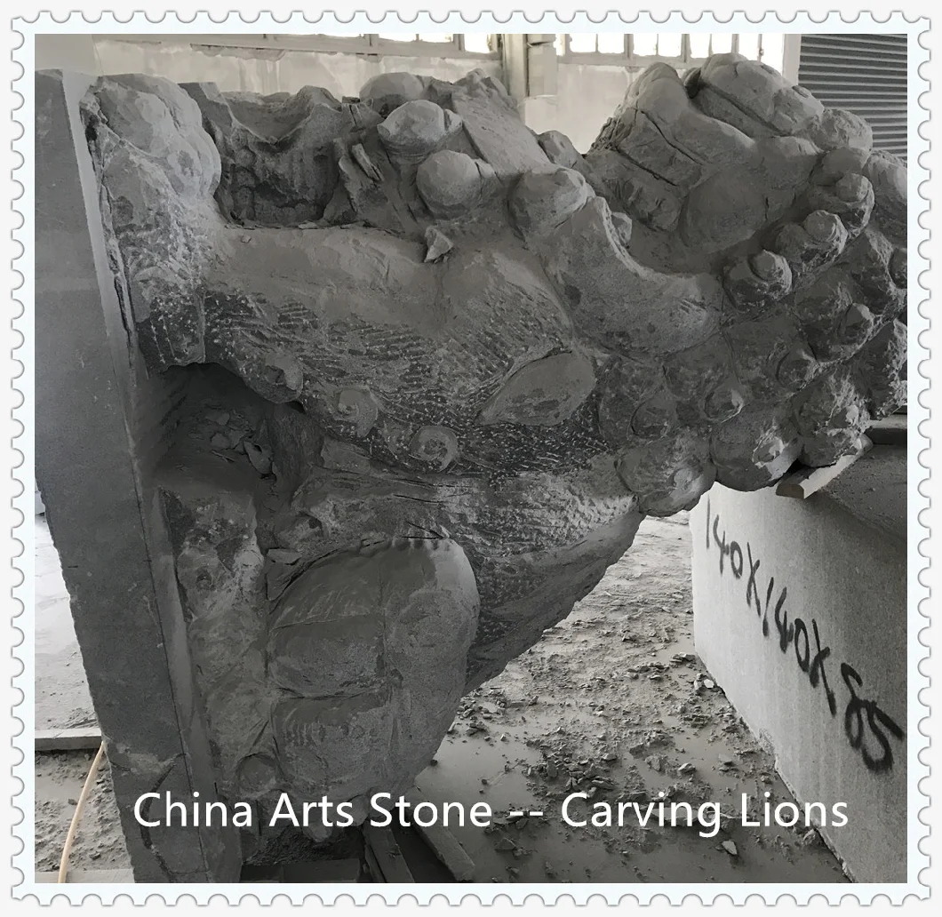 Nature Stone Carving Animal Lions for Door Guarding