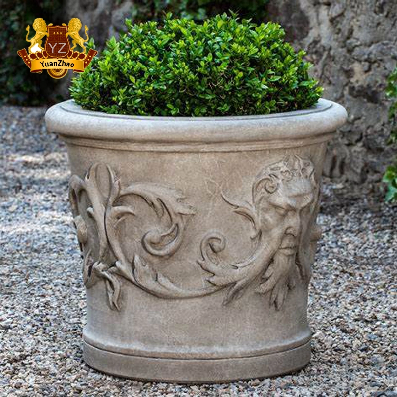 Made From China Factory Supplier High Quality Handmade Stone Marble Flowerpots for Sale