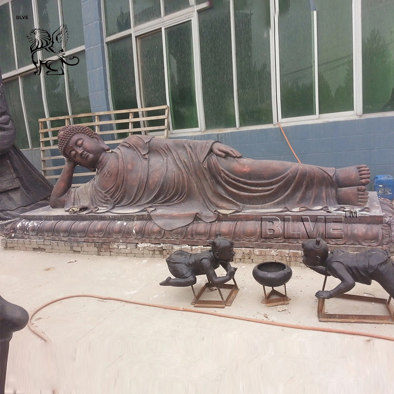 Blve Outdoor Large Copper Metal Reclining Budha Bronze Sleeping Buddha Statues Sculpture