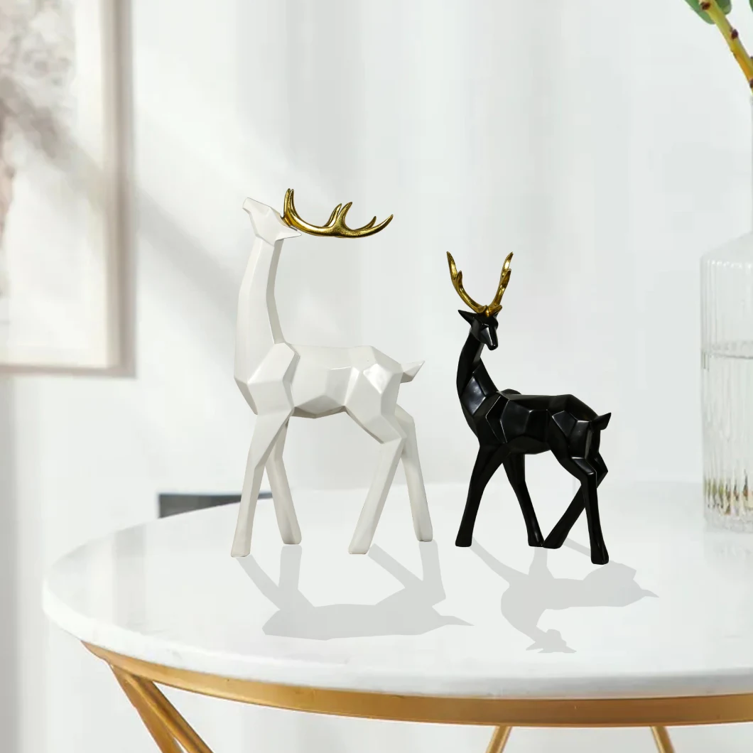 Wholesale Promotional Antique Crafts Custom Resin Deer Sculpture Table Tops Crafts Decor