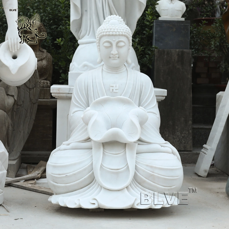 Supplier Garden Sitting Meditation Marble Buddha Statue Home Decor Outdoor Fountain Stone Sculpture