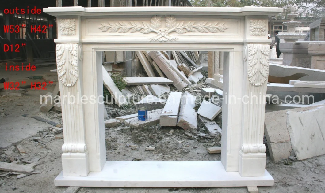 White Carrara Antique Hand Carved Marble Fireplace Mantel Sy-Mf324