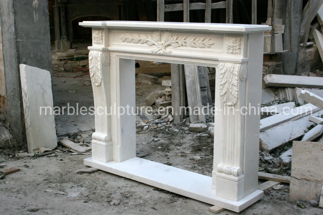 White Carrara Antique Hand Carved Marble Fireplace Mantel Sy-Mf324