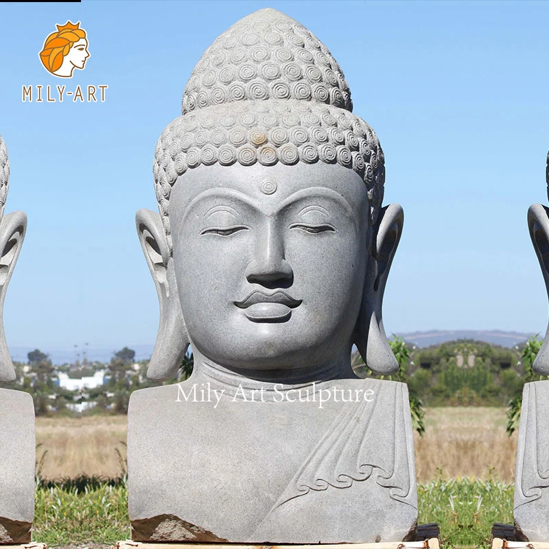 Outdoor Garden Natural Stone Buddha Head Sculpture