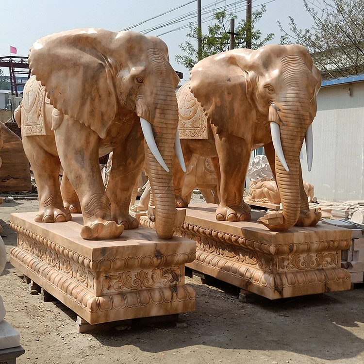 Pink Granite Stone Animal Lion Carving for Garden