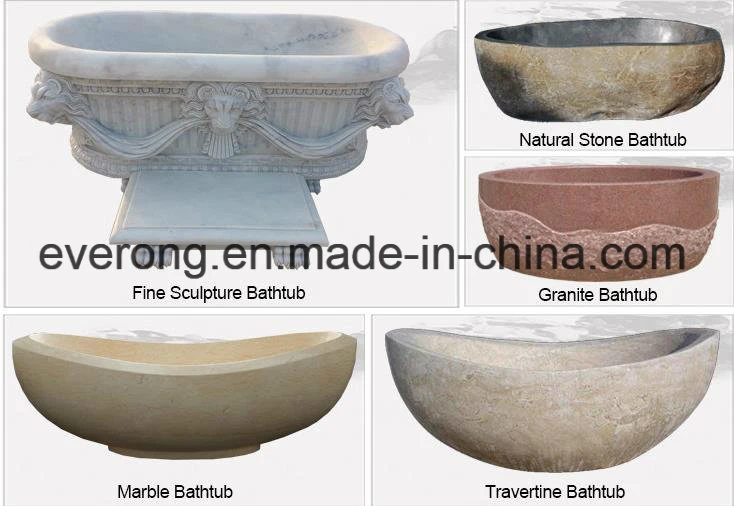 Natural White Black Grey Beige Green Onyx/Granite/Marble Stone Freestanding Bathtub for Bathroom Bath Tub