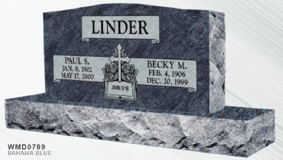 Natural Bahama Blue Granite Headstones Monuments Funeral Marble Slab Tombstone