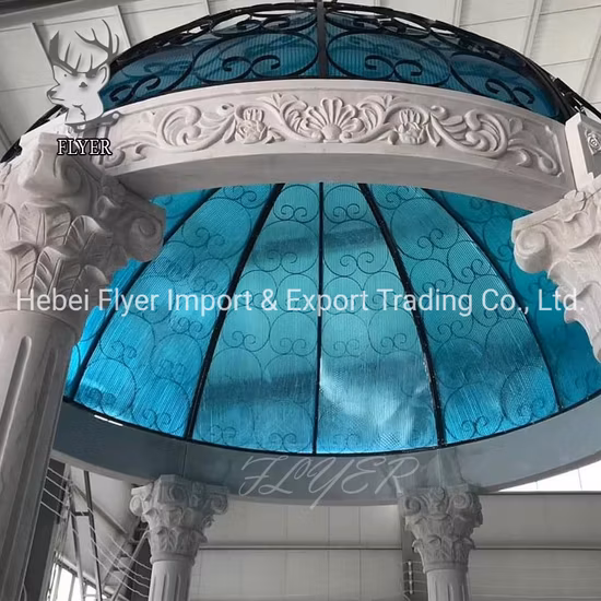 대형 자연석 조각품, 그리스 처녀 조각품, 로마 기둥, 로마 기둥이 있는 대리석 파빌리온