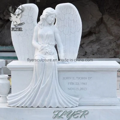 저렴한 가격 맞춤형 야외 묘지 기념 화강암 묘비 대리석 천사 동상 묘비