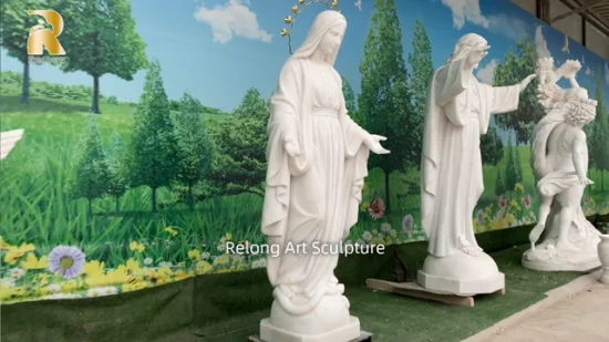 주문 옥외 종교적인 대리석 돌 조각품, 손에 의하여 새겨지는 백색 대리석 고전적인 메리 동상