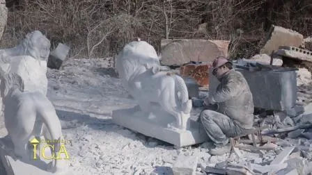 새로운 스타일의 천연 정원 돌 장식 항목 호랑이 돌 동물 조각
